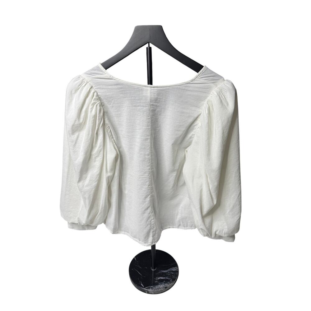 A New Day Cream Balloon Sleeve Blouse XS Romantic Minimal Coastal Workwear Top - Picture 6 of 11